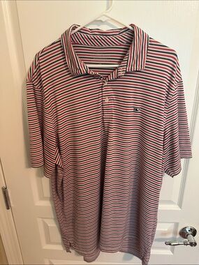 Vineyard Vines- Striped Red, White & Navy Polo Shirt